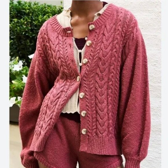 Free People Sweaters - SOLD!! Free people Oversized Cable Knit Cardigan XL